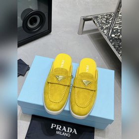 頂級版本牛皮内裡區别市場普通版本普拉達情侶PRADA 2023最新款樂福鞋半拖