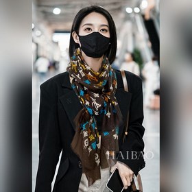 太贊了 頂級客供亮片銀線羊絨長巾，驢家新款 【L老花亮片長巾】頂級羊絨印花，展現