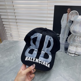巴黎世家BALENCIAGA-bb噴印棒球帽 鴨舌棒球帽，個性塗鴉帽檐， 設計感