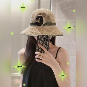 配防塵袋【CELINE賽琳】2023新款草編拼色折疊款漁夫帽草帽，度假款超好搭配
