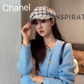 Chanel香奈兒 2023新款棒球帽帽子女士春秋顯臉小時尚八角帽百搭貝雷鴨舌帽