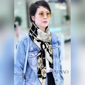 新款  小香【山茶花印花140】羊絨雙面同色印花方巾 搶 VIP推薦  下手一定