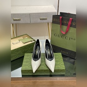 Gucci 高跟鞋 代購級2024新款金屬跟尖頭單鞋G家專櫃最新尖頭細跟原版購