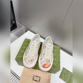 Gucci古馳2024 爆款老花帆布休閑厚底鞋 原版工藝一比一複刻！重工刺繡追求