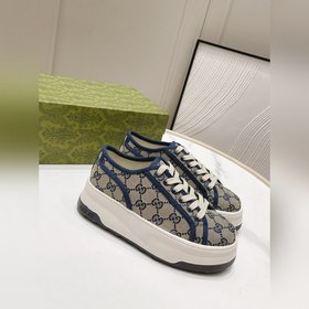 Gucci古馳2024 爆款老花帆布休閑厚底鞋 原版工藝一比一複刻！重工刺繡追求