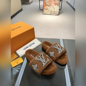 Louis vuitton 2024新款羊毛拖鞋細柔軟羊毛頂級品質純皮毛一體直