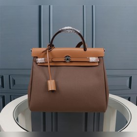 （灰/棕内縫）愛馬仕Hermès Herdag 進口防水帆布系列  Cabag是