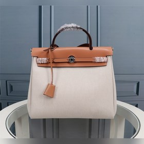 （杏色内縫）愛馬仕Hermès Herdag 進口防水帆布系列  Cabag是愛