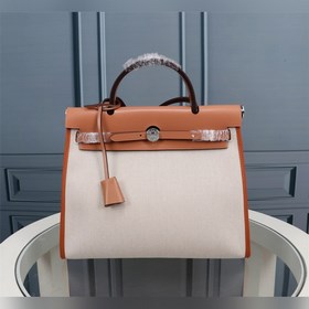 （杏麻棕邊）愛馬仕Hermès Herdag 進口防水帆布系列  Cabag是愛