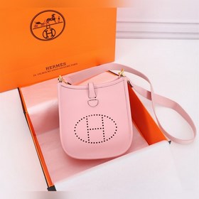 3Q粉（金扣實拍） 愛馬仕Hermes 伊芙琳mini17單肩背包 進口TOGO