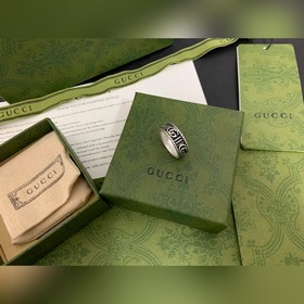 gucci 古馳 新款[色][色]  雙G條紋戒指 齒輪鑲邊複古指環爆款 精美時