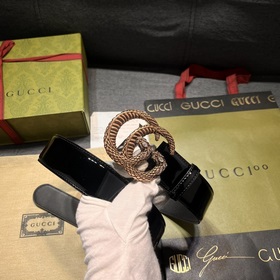 古奇   寬4.0cm   Gucci 新款 同步更新，進口原廠漆皮 頭層牛皮，