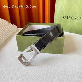 【古奇】 Gucci進口小牛皮，手感細膩柔軟，搭配純鋼自動精品扣，男士必備！寬度