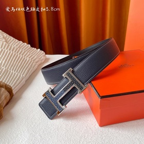 【愛馬仕】Hermes 原單愛馬仕，寬3.8cm進口原版皮帶身，雙面可兩面用，精