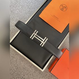 愛馬仕 Hermēs Box/Togo小牛皮雙面腰帶，鍍钯腰帶扣。38毫米