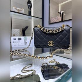 chanel 22K新品 雙鍊WOC 魚子醬 做舊五金 可拎和斜挎 A 30