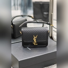 【ysl 】黑色編織配金扣_19cm必火爆款，還沒上市就攻陷了整個時尚圈，懷