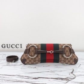 gucci 新款 專櫃品質，實物實拍，款號：764255杏布啡皮，尺寸：寬38×