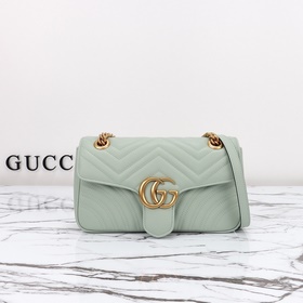 gucci 新款 專櫃品質，實物實拍，款號：443497淡綠色，尺寸：寬26x長