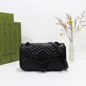 gucci 新款 專櫃品質，實物實拍，款號：443497克皮黑五金，尺寸：寬26