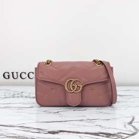 gucci 新款 專櫃品質，實物實拍，款號：443497裸粉小雙G，尺寸：寬26