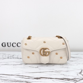 gucci 新款 專櫃品質，實物實拍，款號：443497白皮小雙G，尺寸：寬26