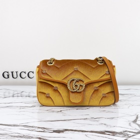 gucci 新款 專櫃品質，實物實拍，款號：443497深黃絨小雙G，尺寸：長1