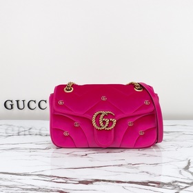 gucci 新款 專櫃品質，實物實拍，款號：443497深粉絨小雙G，尺寸：長1