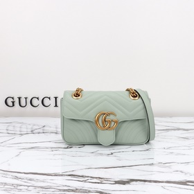 gucci 新款 專櫃品質，實物實拍，款號：446744淡綠色，尺寸：寬22x高