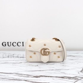 gucci 新款 專櫃品質，實物實拍，款號：446744白皮小雙G，尺寸：寬22