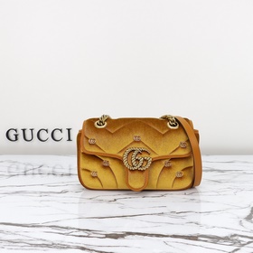 gucci 新款 專櫃品質，實物實拍，款號：446744深黃絨小雙G，尺寸：寬2