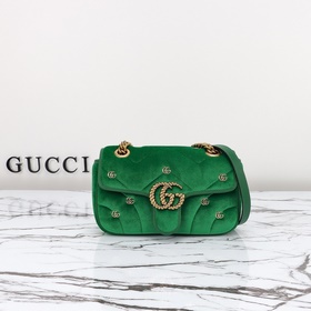 gucci 新款 專櫃品質，實物實拍，款號：446744綠絨小雙G，尺寸：寬22