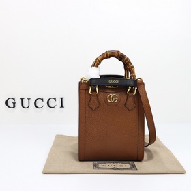 gucci 新款 專櫃品質，實物實拍，款號：739079棕皮，尺寸：寬15.5×