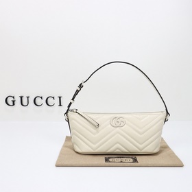 gucci 新款 專櫃品質，實物實拍，款號：739166白皮白五金，尺寸：寬23