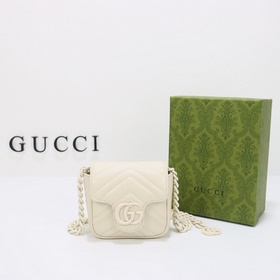 gucci 新款 專櫃品質，實物實拍，款號：739599白皮白五金，尺寸：寬12