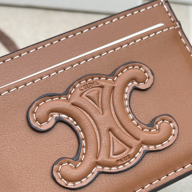 TRIOMPHE光滑羊皮革卡包羊皮革襯裡 ： 牛皮革/織物2個卡槽1個扁平口袋顔