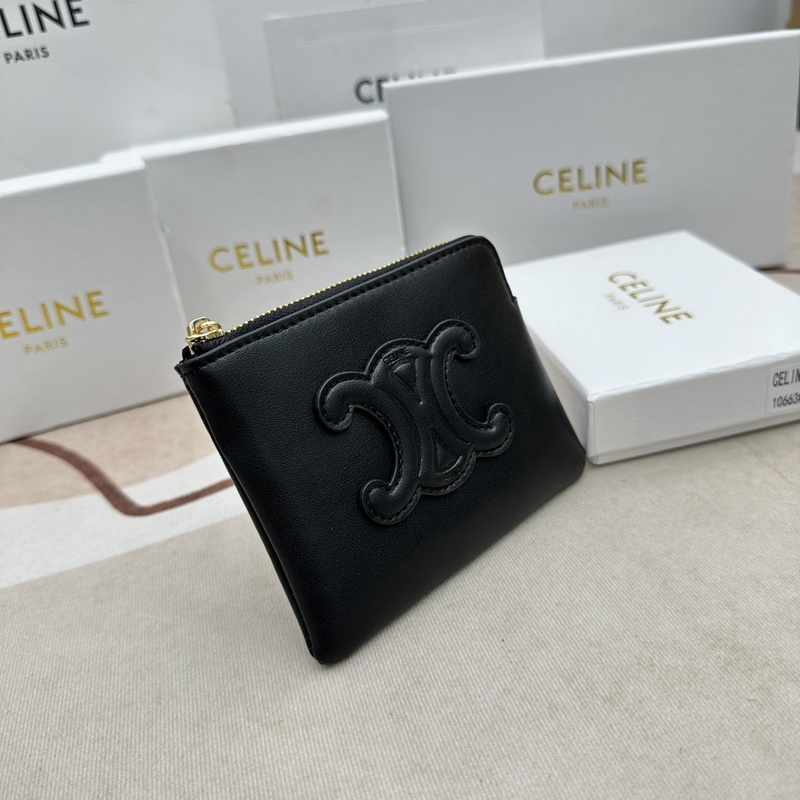 TRIOMPHE光滑牛皮革零錢卡包牛皮革襯裡 ： 牛皮革/織物拉鍊鎖閉1個螺絲鑰