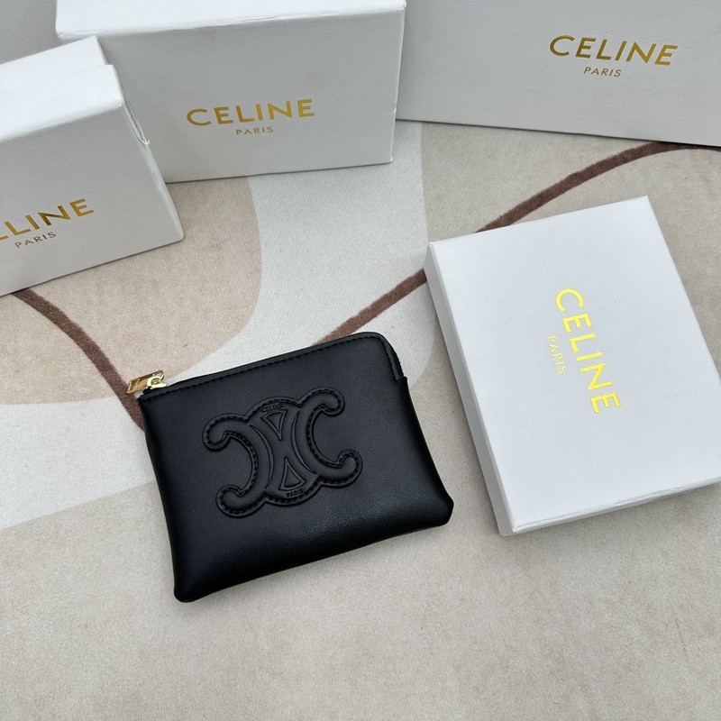 TRIOMPHE光滑牛皮革零錢卡包牛皮革襯裡 ： 牛皮革/織物拉鍊鎖閉1個螺絲鑰