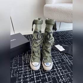 CHANEL 香奈兒  網紅爆款中古 塗鴉帆布鞋 太有範兒了 複古coco女鞋