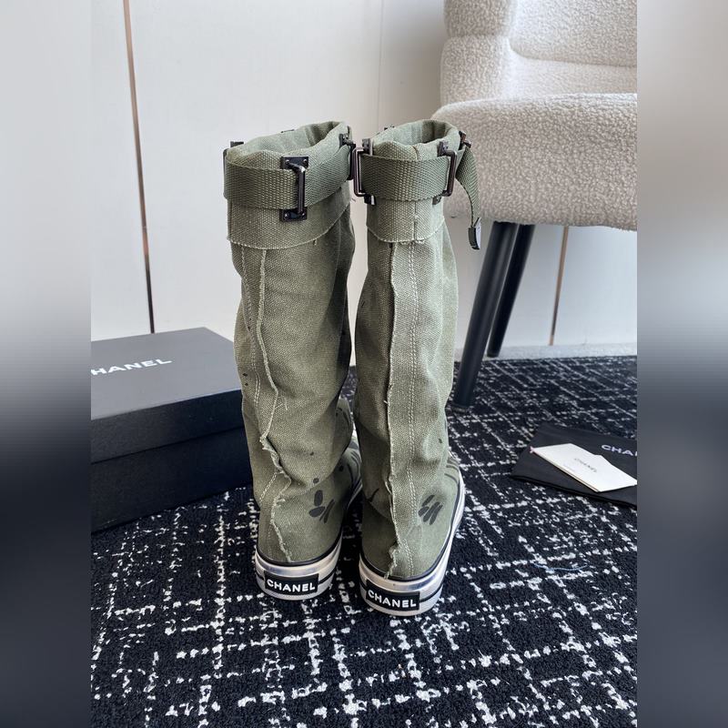 CHANEL 香奈兒  網紅爆款中古 塗鴉帆布鞋 太有範兒了 複古coco女鞋