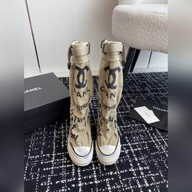 CHANEL 香奈兒  網紅爆款中古 塗鴉帆布鞋 太有範兒了 複古coco女鞋