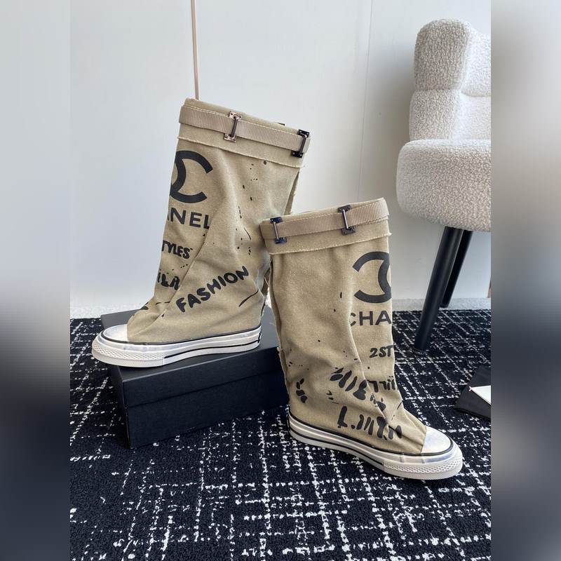 CHANEL 香奈兒  網紅爆款中古 塗鴉帆布鞋 太有範兒了 複古coco女鞋