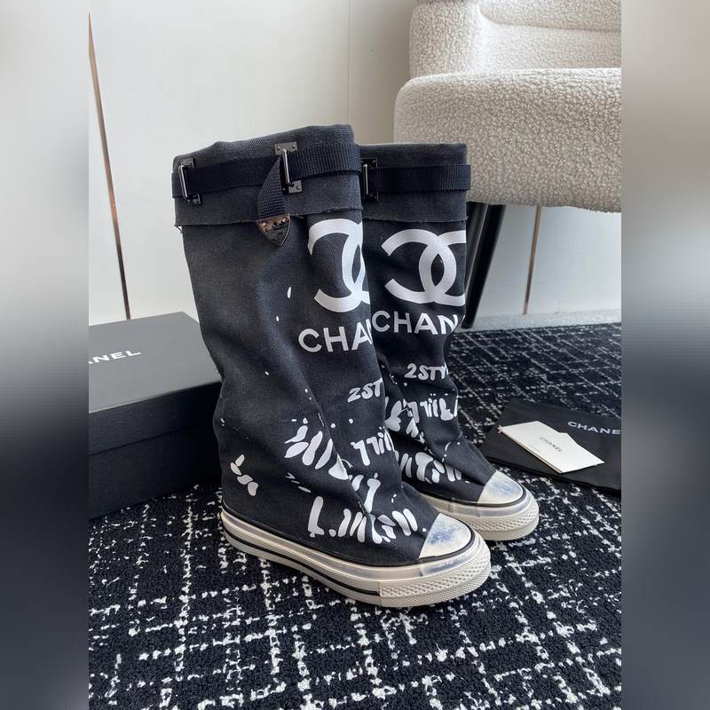 CHANEL 香奈兒  網紅爆款中古 塗鴉帆布鞋 太有範兒了 複古coco女鞋