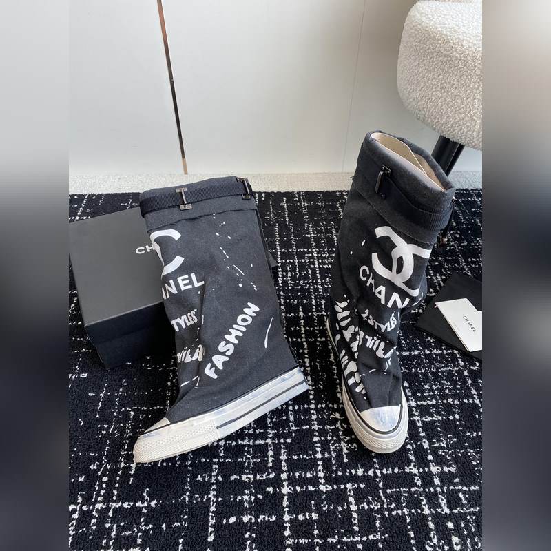 CHANEL 香奈兒  網紅爆款中古 塗鴉帆布鞋 太有範兒了 複古coco女鞋