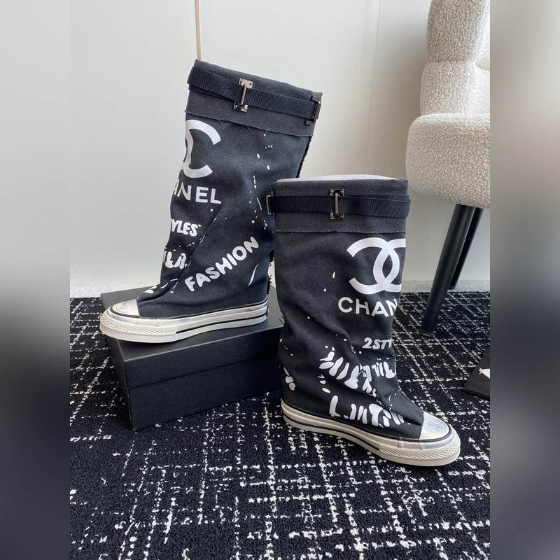 CHANEL 香奈兒  網紅爆款中古 塗鴉帆布鞋 太有範兒了 複古coco女鞋