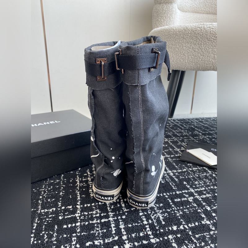 CHANEL 香奈兒  網紅爆款中古 塗鴉帆布鞋 太有範兒了 複古coco女鞋