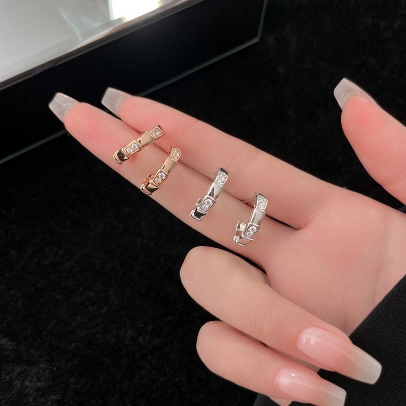 BV間鑽純潔銀蛇耳環 寶格麗 蛇耳環 耳釘 高版本 精工藝 原版飛碟耳塞，頂級版