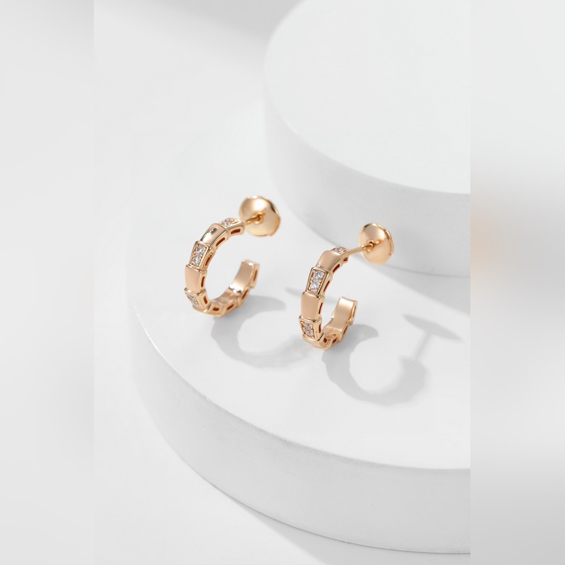 BV間鑽純潔銀蛇耳環 寶格麗 蛇耳環 耳釘 高版本 精工藝 原版飛碟耳塞，頂級版