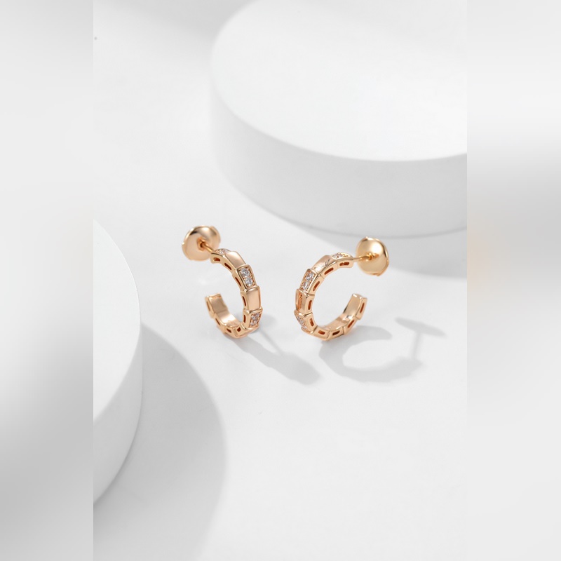 BV間鑽純潔銀蛇耳環 寶格麗 蛇耳環 耳釘 高版本 精工藝 原版飛碟耳塞，頂級版