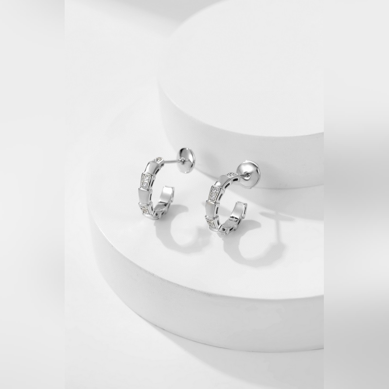 BV間鑽純潔銀蛇耳環 寶格麗 蛇耳環 耳釘 高版本 精工藝 原版飛碟耳塞，頂級版